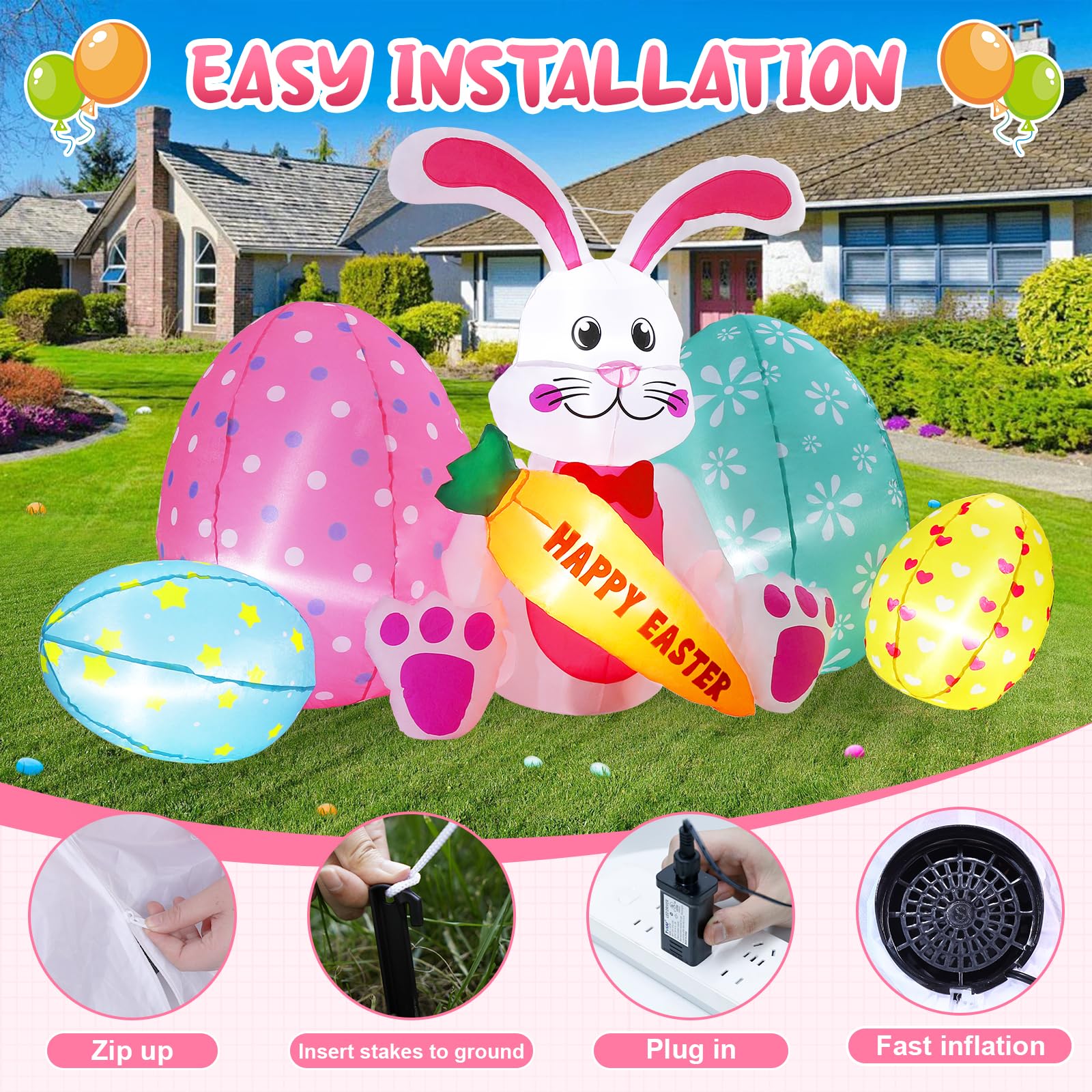 Elegear Easter yard display creates welcoming spring ambiance.