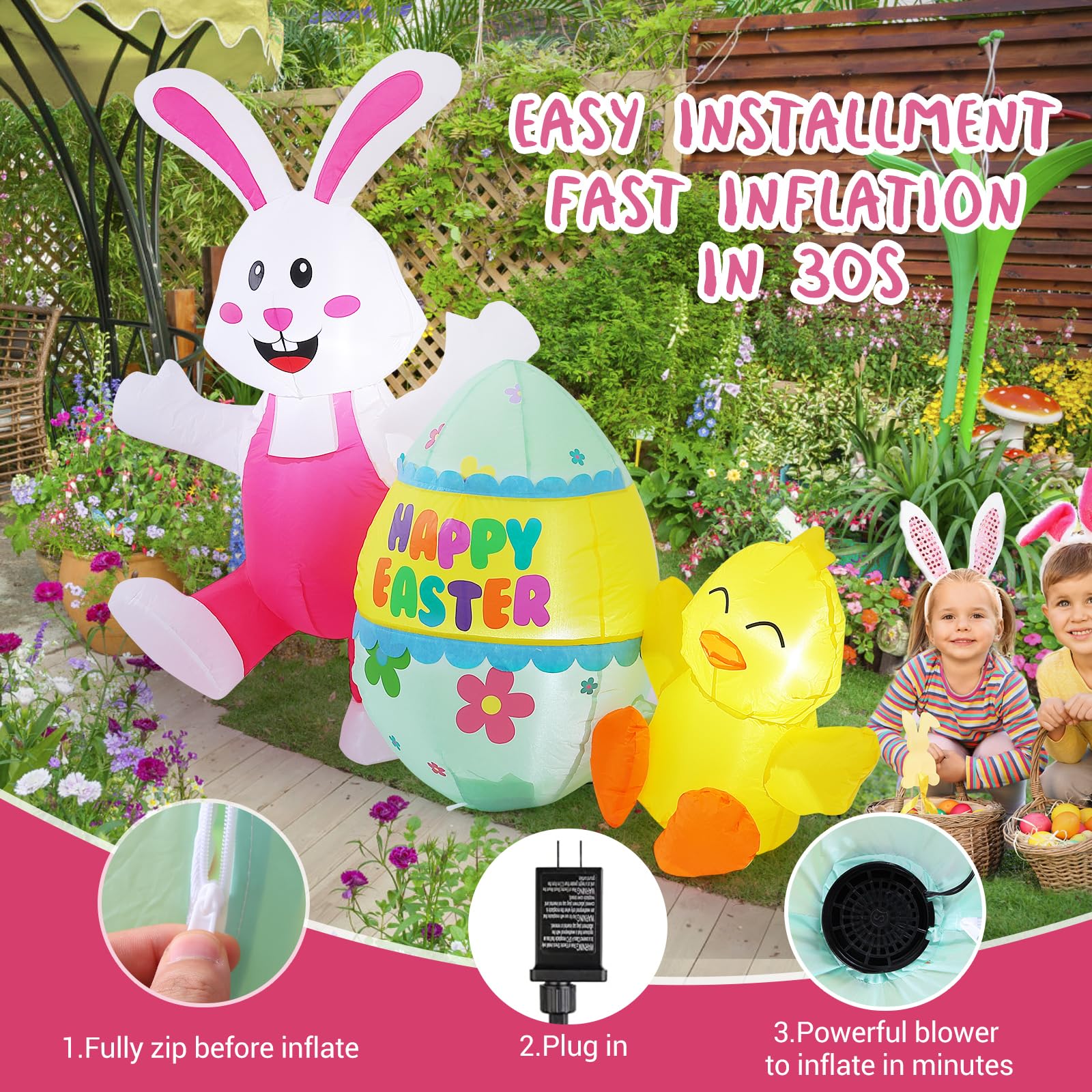 Elegear 5ft Easter inflatable self-inflates quickly for easy setup