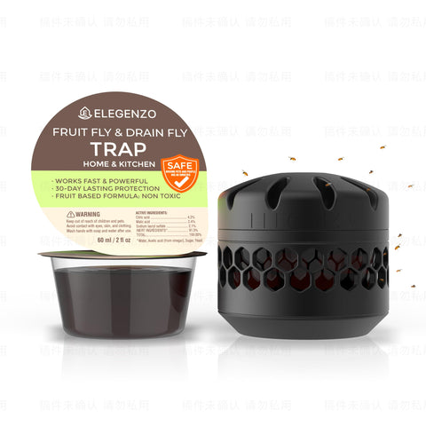 ELEGENZO fruit fly trap for indoor use, attractive bait helps reduce flies near counters.