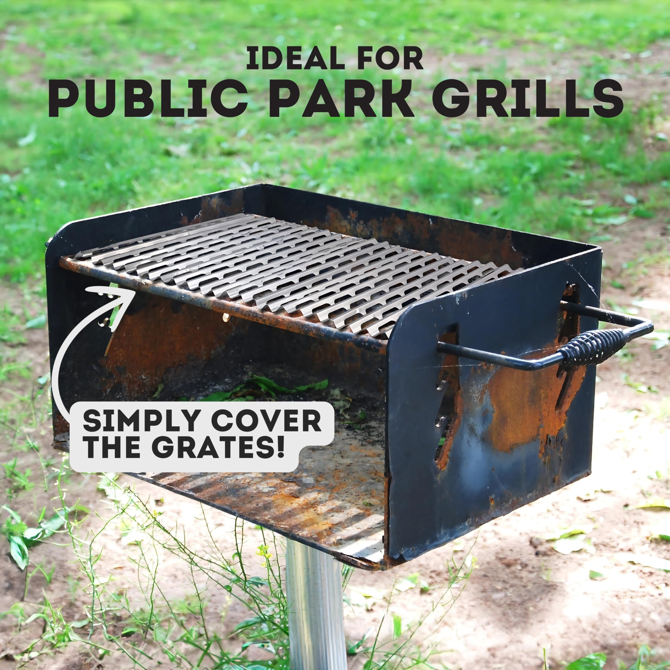 Elegest camping outdoor BBQ scene with liner ready for cleanup
