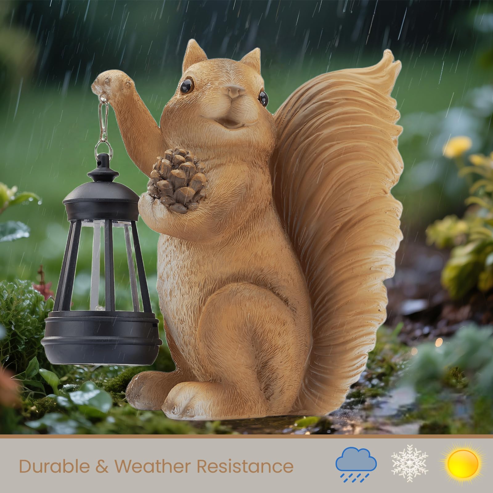 Elegondrar squirrel decor fits paths, porches, balconies, and patios with playful charm.