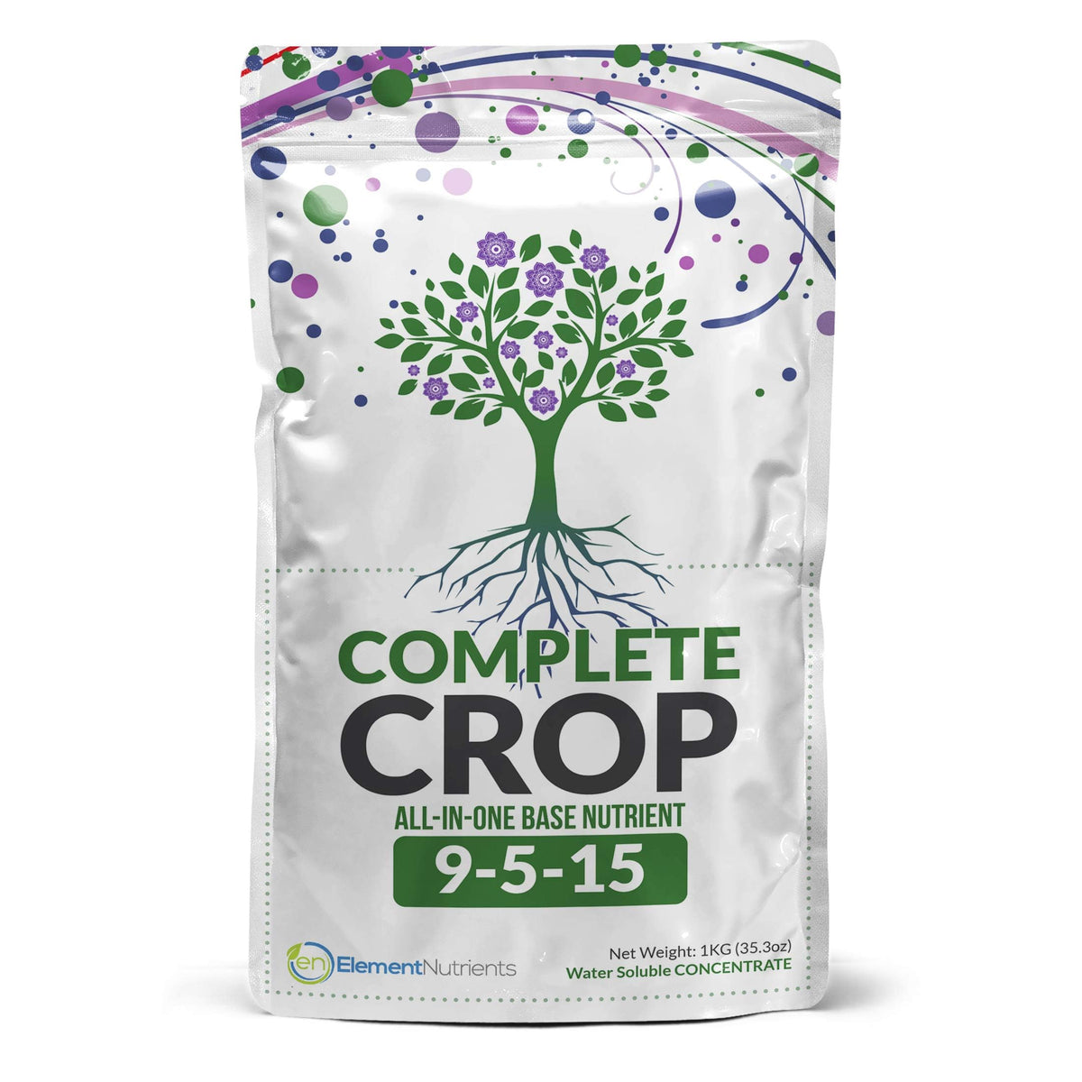 Element Nutrients Complete Crop 9-5-15 bottle front for balanced growth and easy feeding.