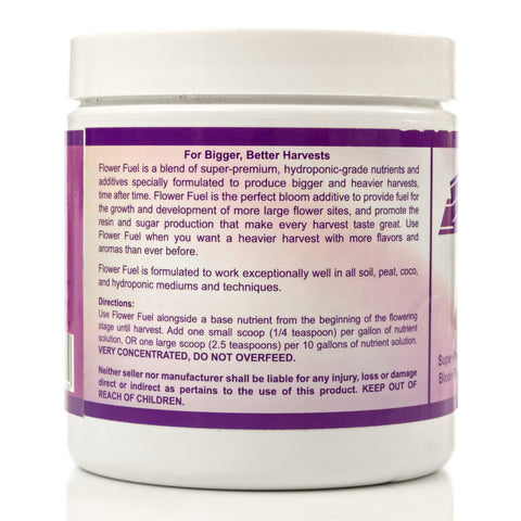Element Nutrients Flower Fuel bottle pour shows easy application in water to feed plants.