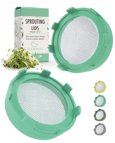 Elementi sprouting lid on a wide-mouth jar for easy at-home microgreens