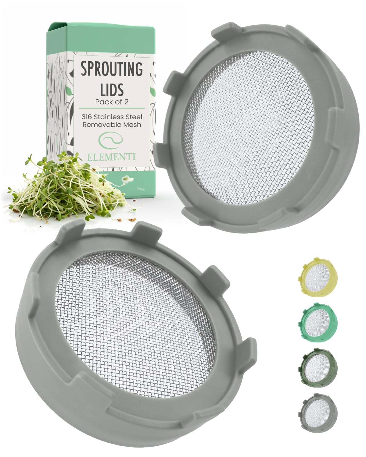 Elementi Sprouting Lids for wide-mouth jars enable fresh greens at home.