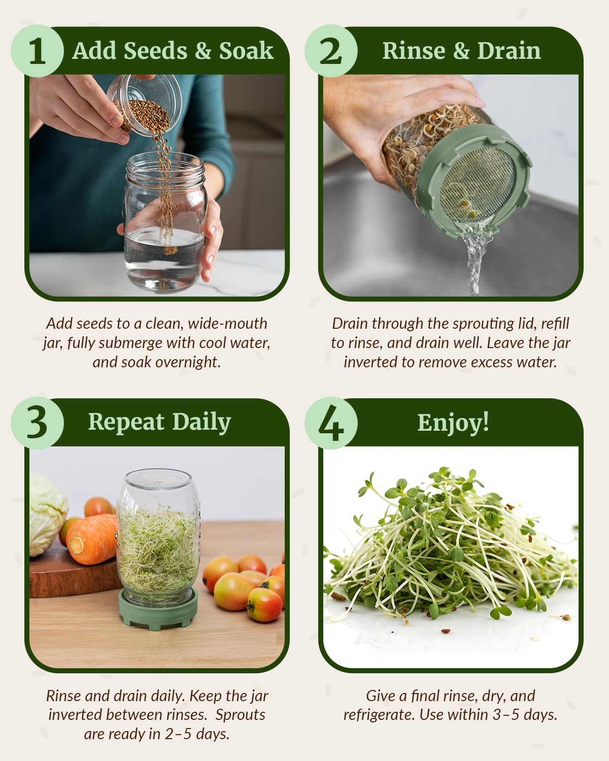 Elementi Sprouts two-lid set provides versatile germination options.