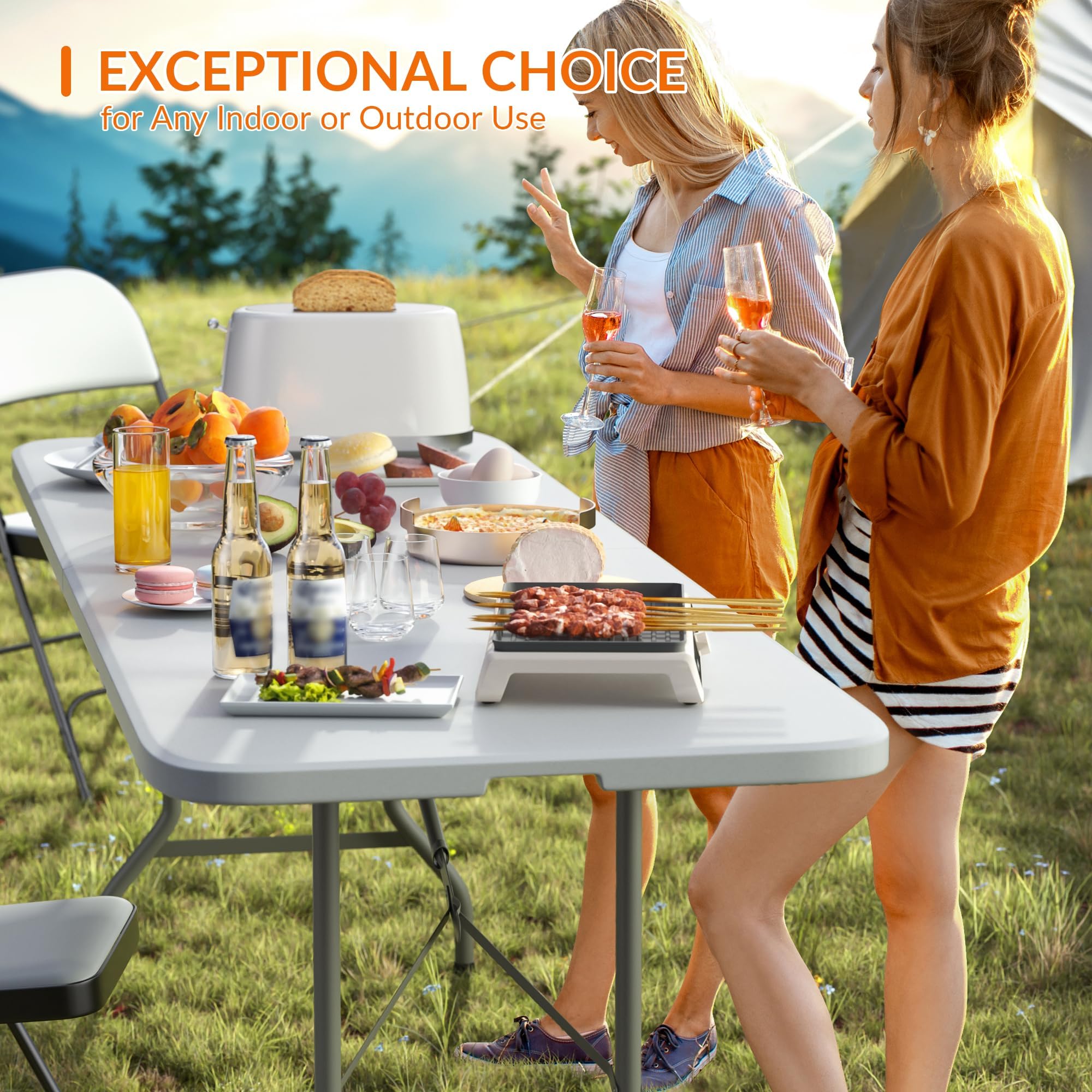 Elevon heavy-duty folding table frame demonstrates durable construction for parties and gatherings