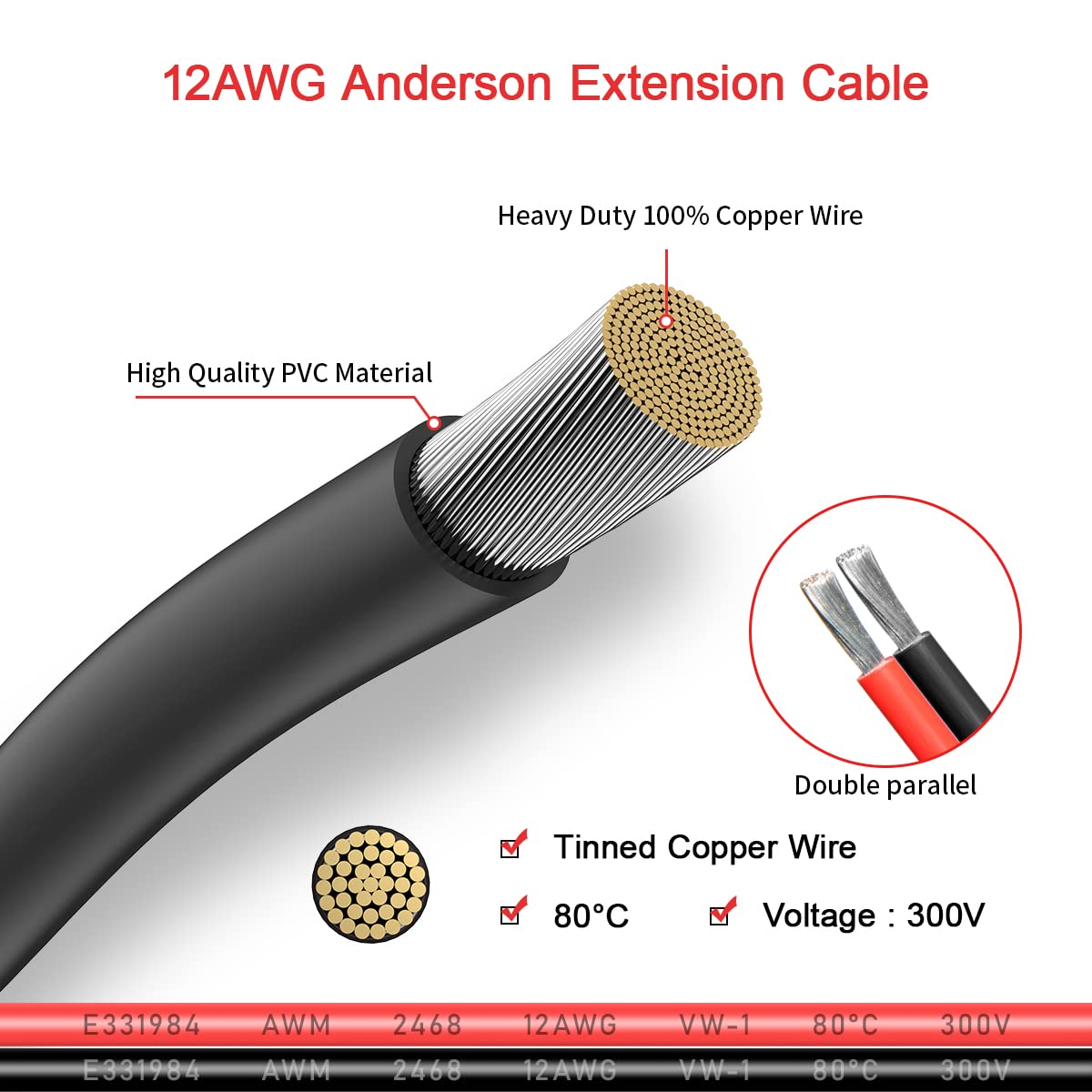 ELFCULB 10ft Anderson extension cable offers convenient outdoor charging distance