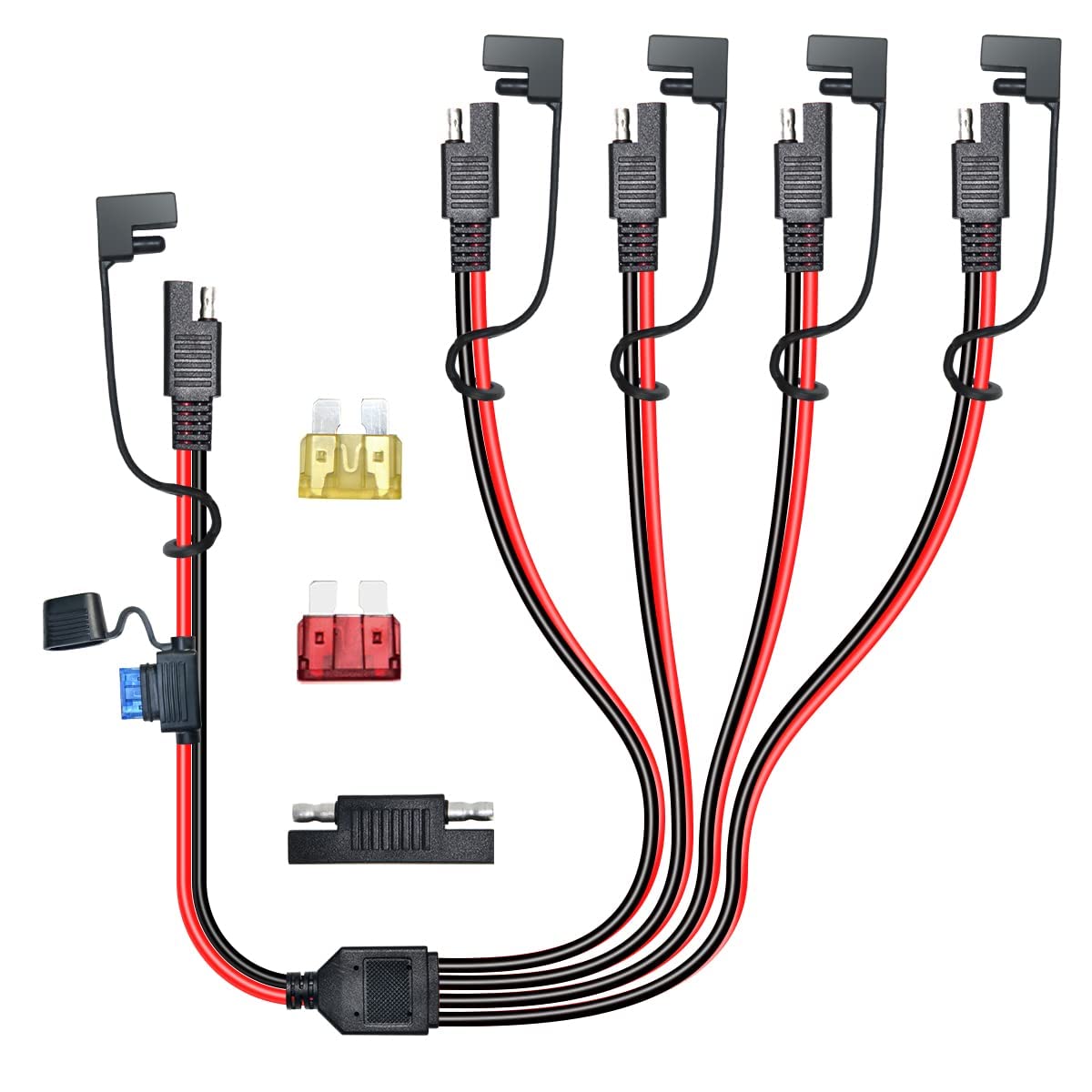 ELFCULB 14 AWG splitter with four SAE outputs for solar and vehicle connections
