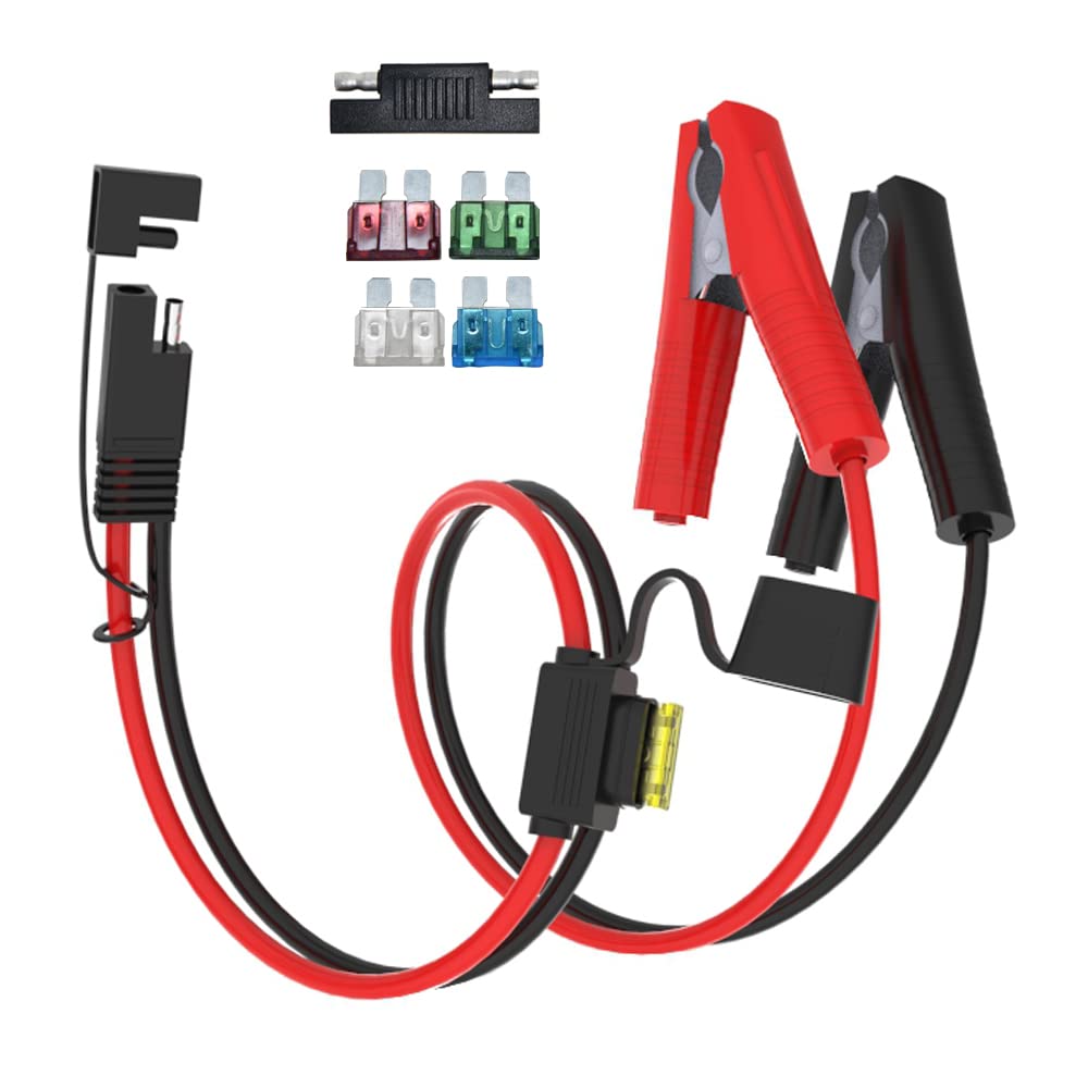 ELFCULB battery clip to SAE connector 2ft for easy solar charging.