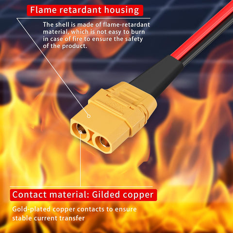 ELFCULB XT90 connector with fireproof housing ensuring safe connection during assembly.