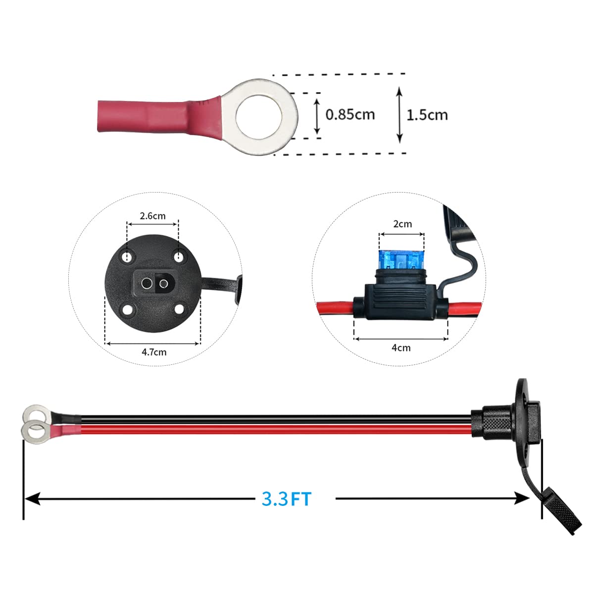 ELFCULB SAE cable with waterproof cap to keep connections clean.