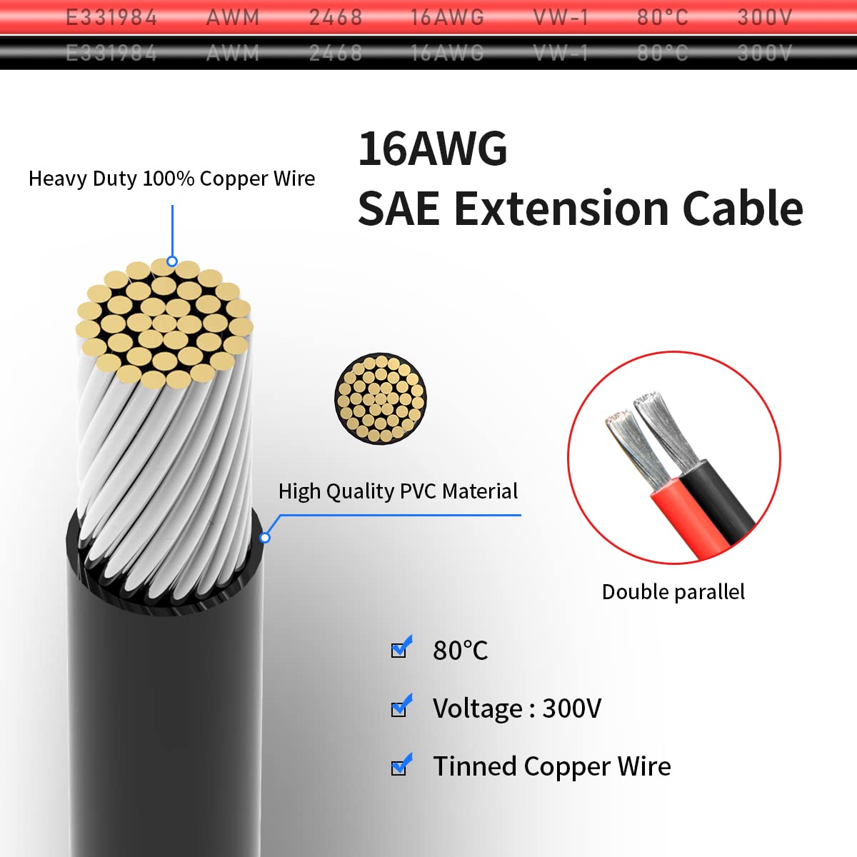 ELFCULB 6ft SAE extension cable ready for automotive or RV setups