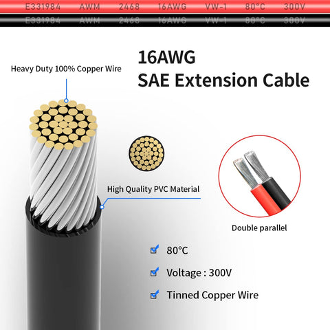 ELFCULB 6ft SAE extension cable ready for automotive or RV setups
