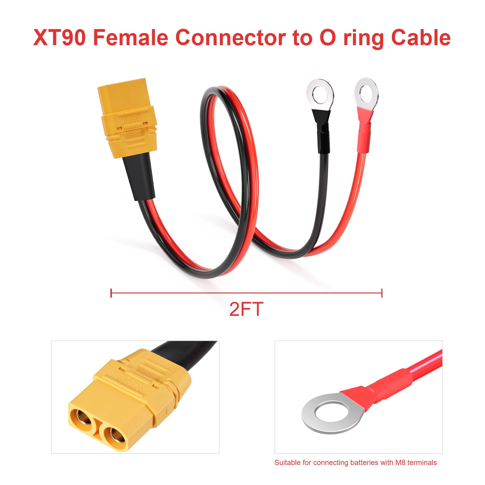 ELFCULB XT90 cable 2ft fits FPV drone and power setups.
