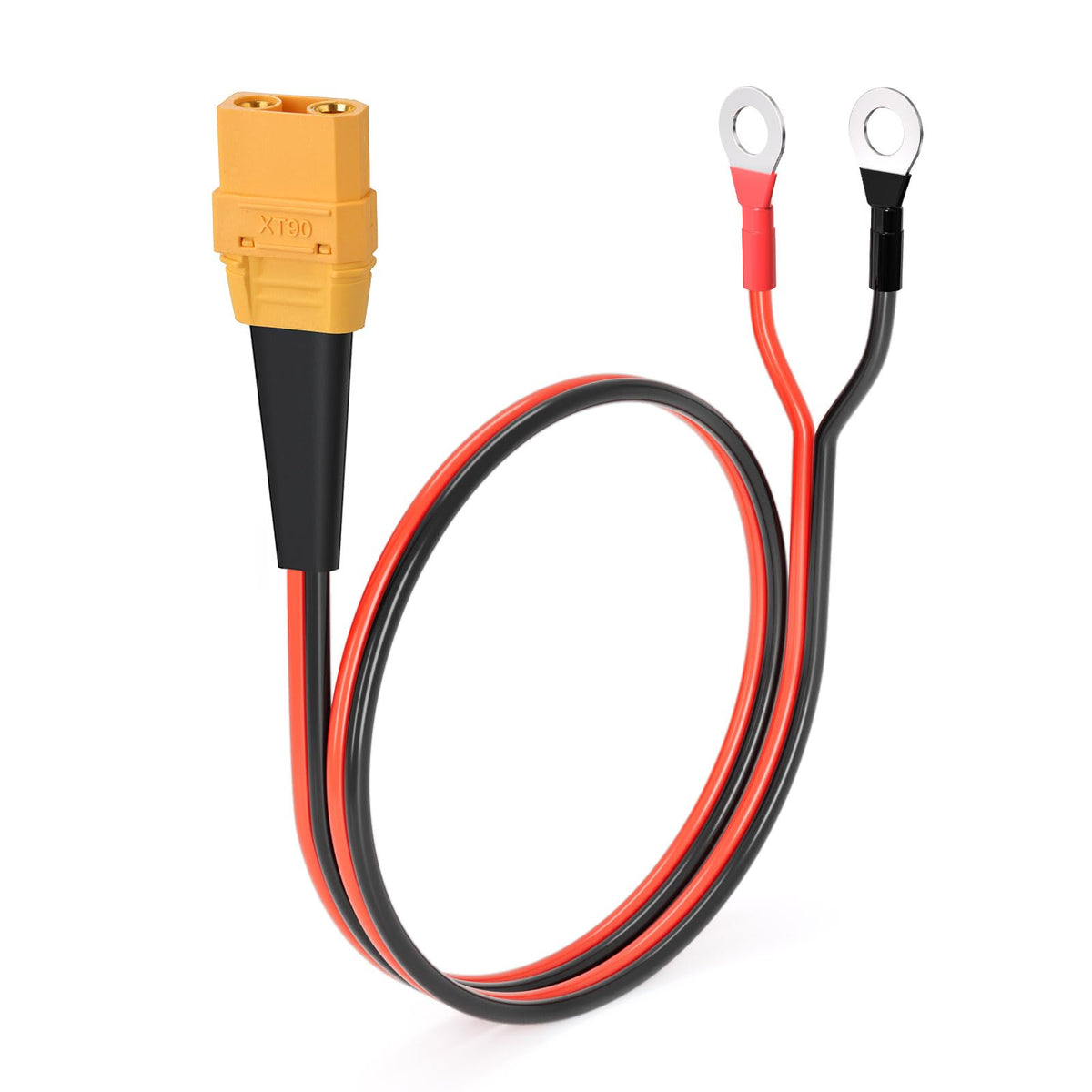 ELFCULB XT90 to O Ring Terminal Cable 2ft showing high-current wiring for RC batteries.