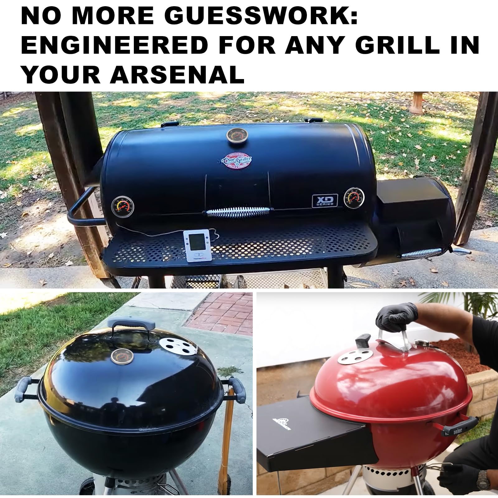 ELFFILLA BBQ Thermometer weatherproof cover keeps readings clear in outdoor cooking