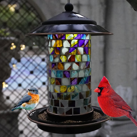 Elfonsol Solar Bird Feeder offers 360-degree perch for convenient, stress-free bird feeding.