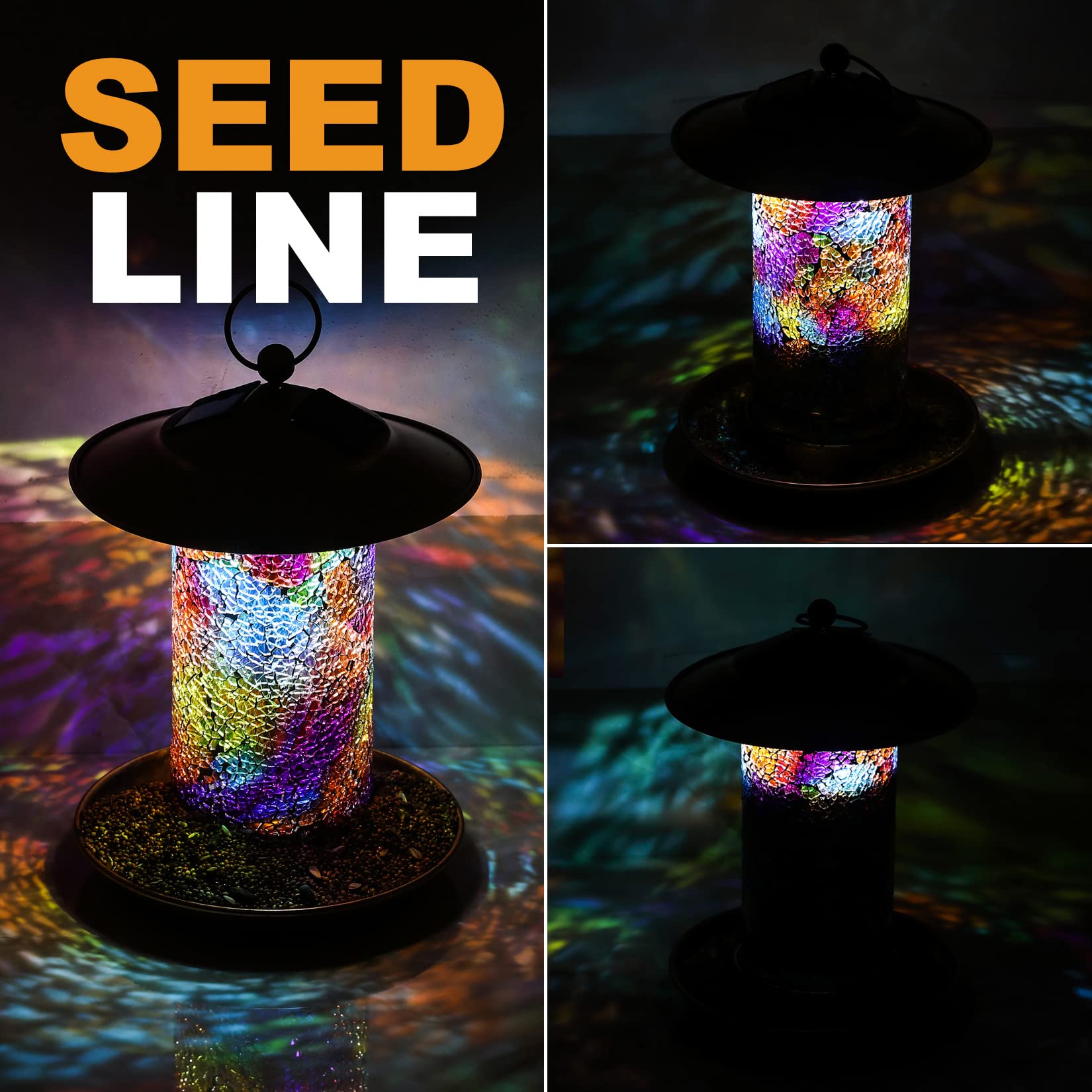 Elfonsol Solar Bird Feeder suits hanging on hooks, branches, or window ledges.