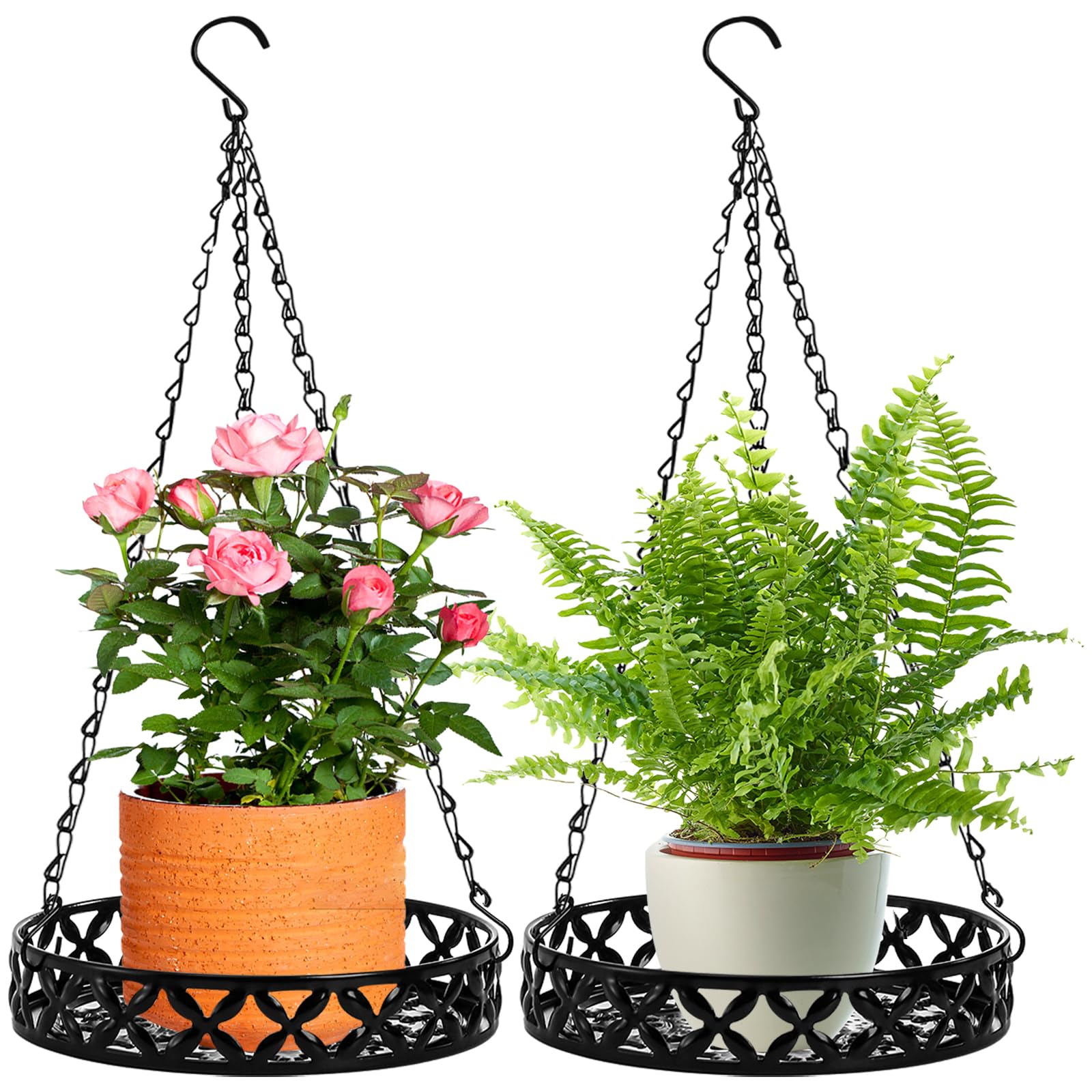 ELFULLY hanging planter in glossy black for stylish balcony decor and easy plant display.
