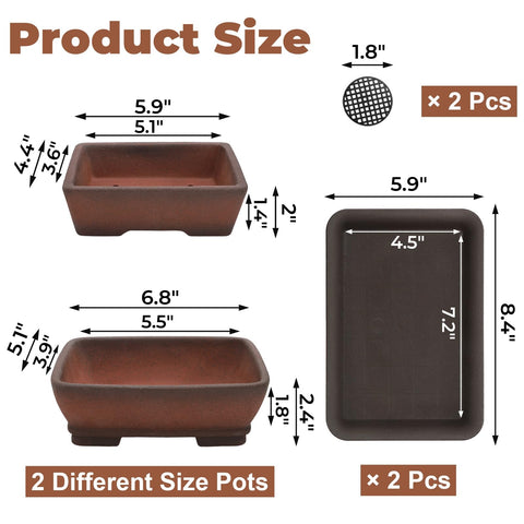 ELFULLY small rectangle bonsai pot offers compact design for starter plants.