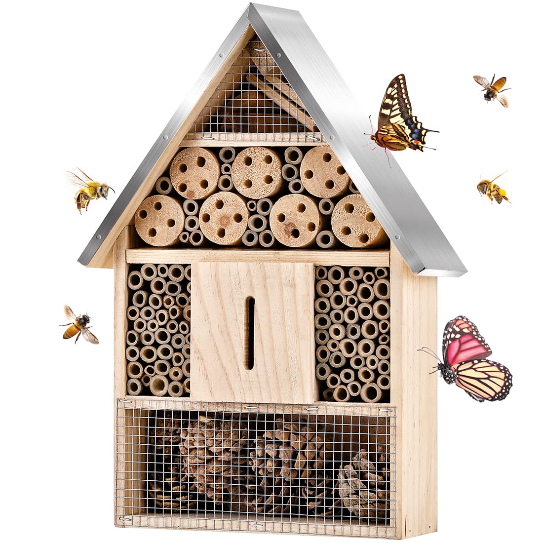 Elipark bamboo habitat for bees and butterflies in a garden scene