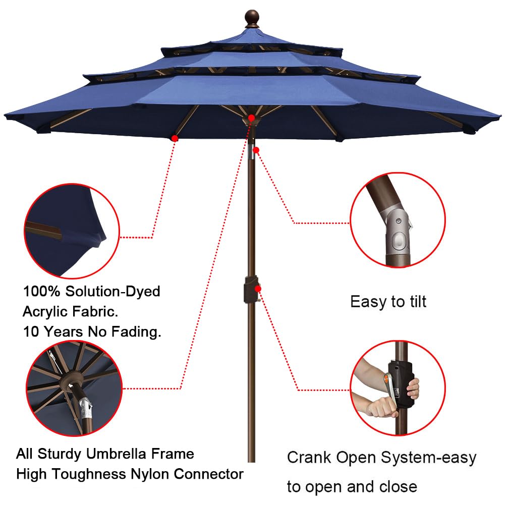 EliteShade navy blue fabric under sun provides strong sun protection.