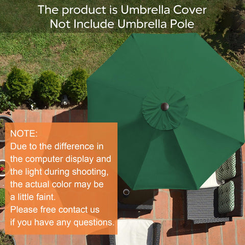 EliteShade forest green canopy replacement for 8-rib market umbrellas, simple installation.