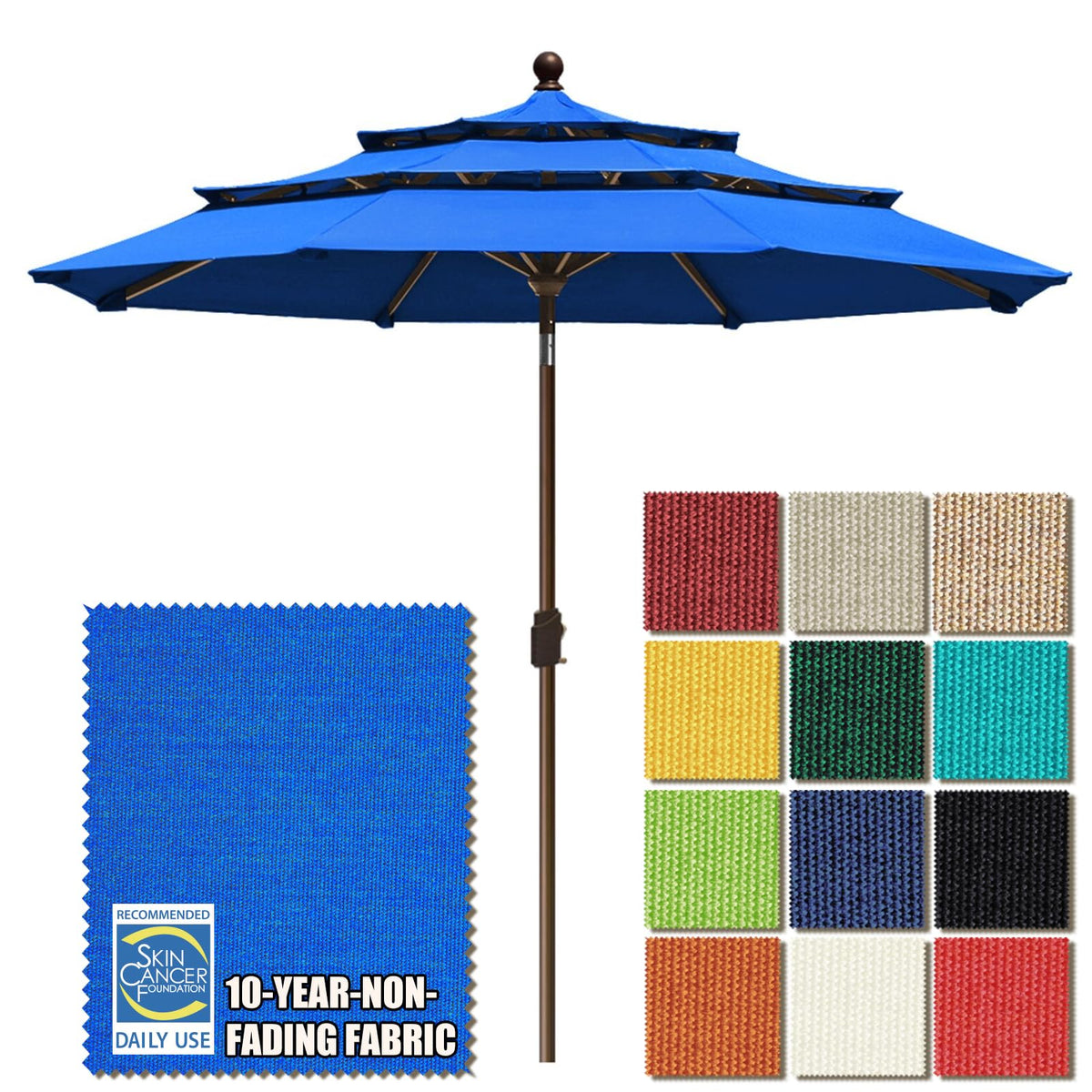 EliteShade royal blue umbrella full view offers spacious outdoor shade for patios