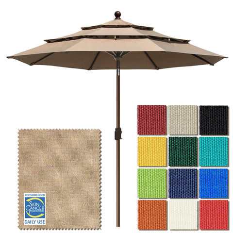 EliteShade 9ft umbrella top view shows Heather Beige fabric for broad shade.