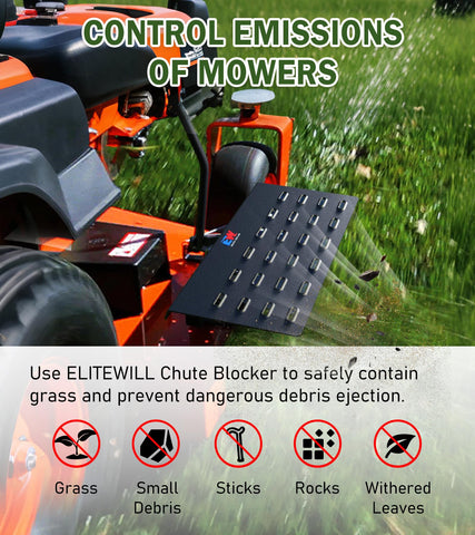 ELITEWILL chute blocker for Toro, supports cleaner side discharge and easier cleanup.