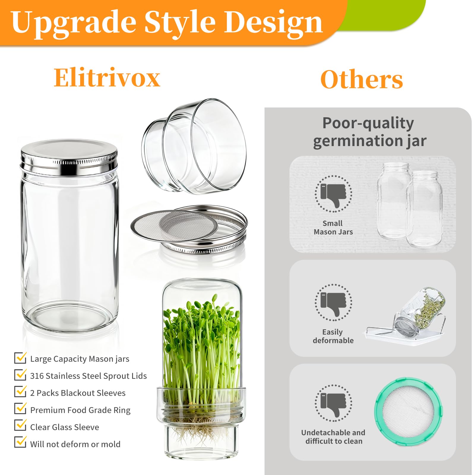 Stackable design improves airflow and drainage for faster sprouts.
