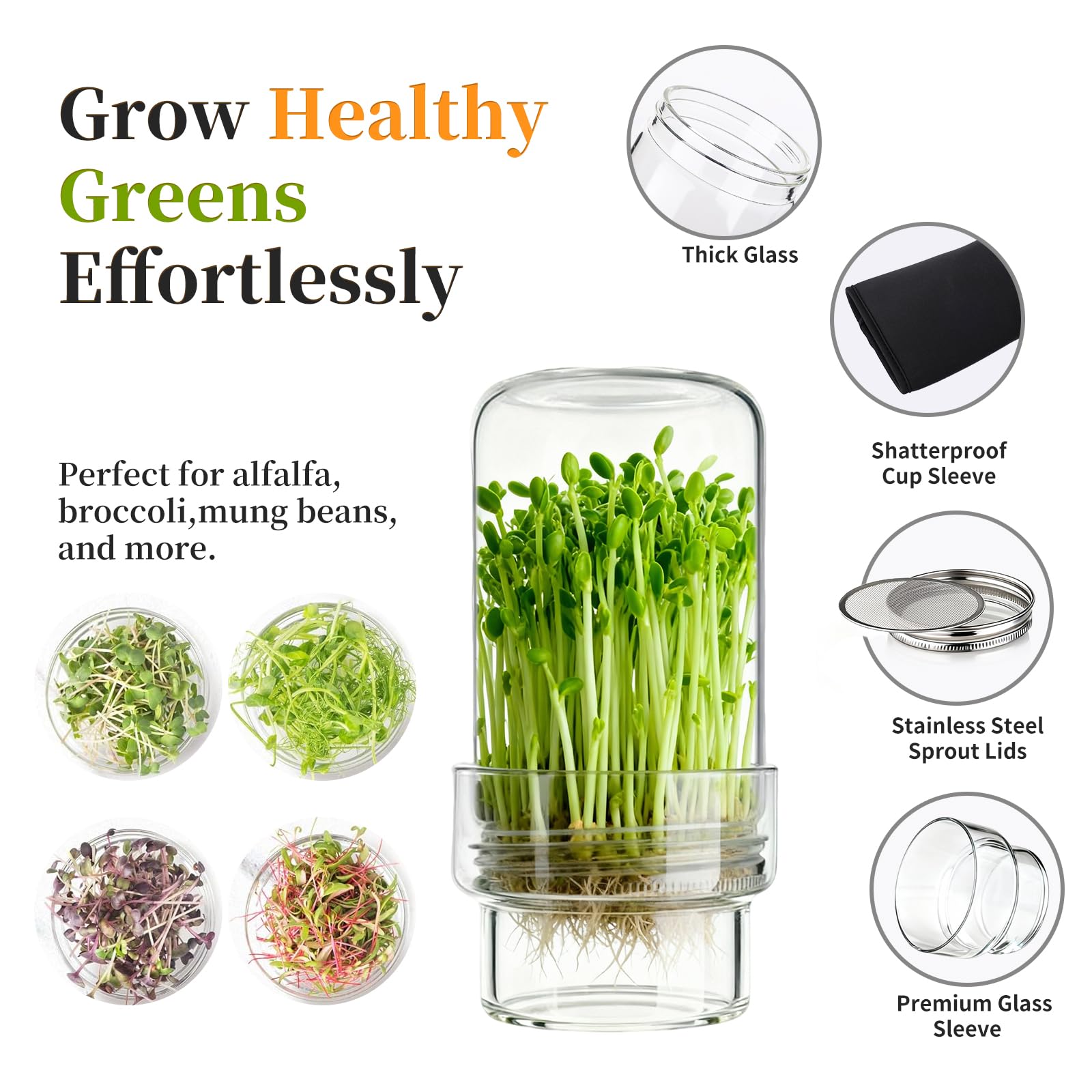 Blackout sleeves protect sprouts from light for fresh greens.