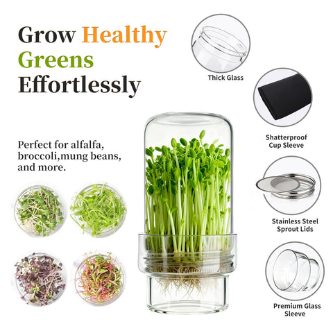 Blackout sleeves protect sprouts from light for fresh greens.