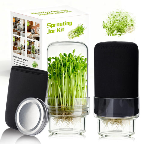 Elitrivox Updated Sprouting Kit with two wide-mouth jars for year-round home sprouting.