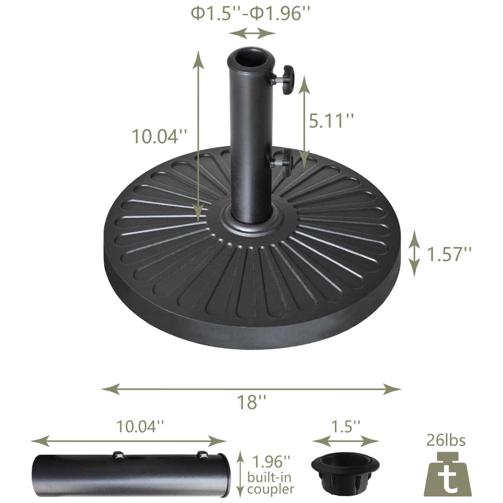 EliteShade heavy-duty base in black complements modern outdoor decor.