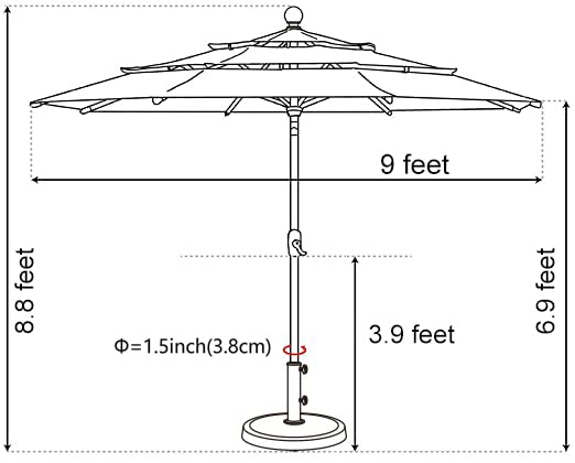 EliteShade open 9ft teal umbrella ready for outdoor dining or lounging