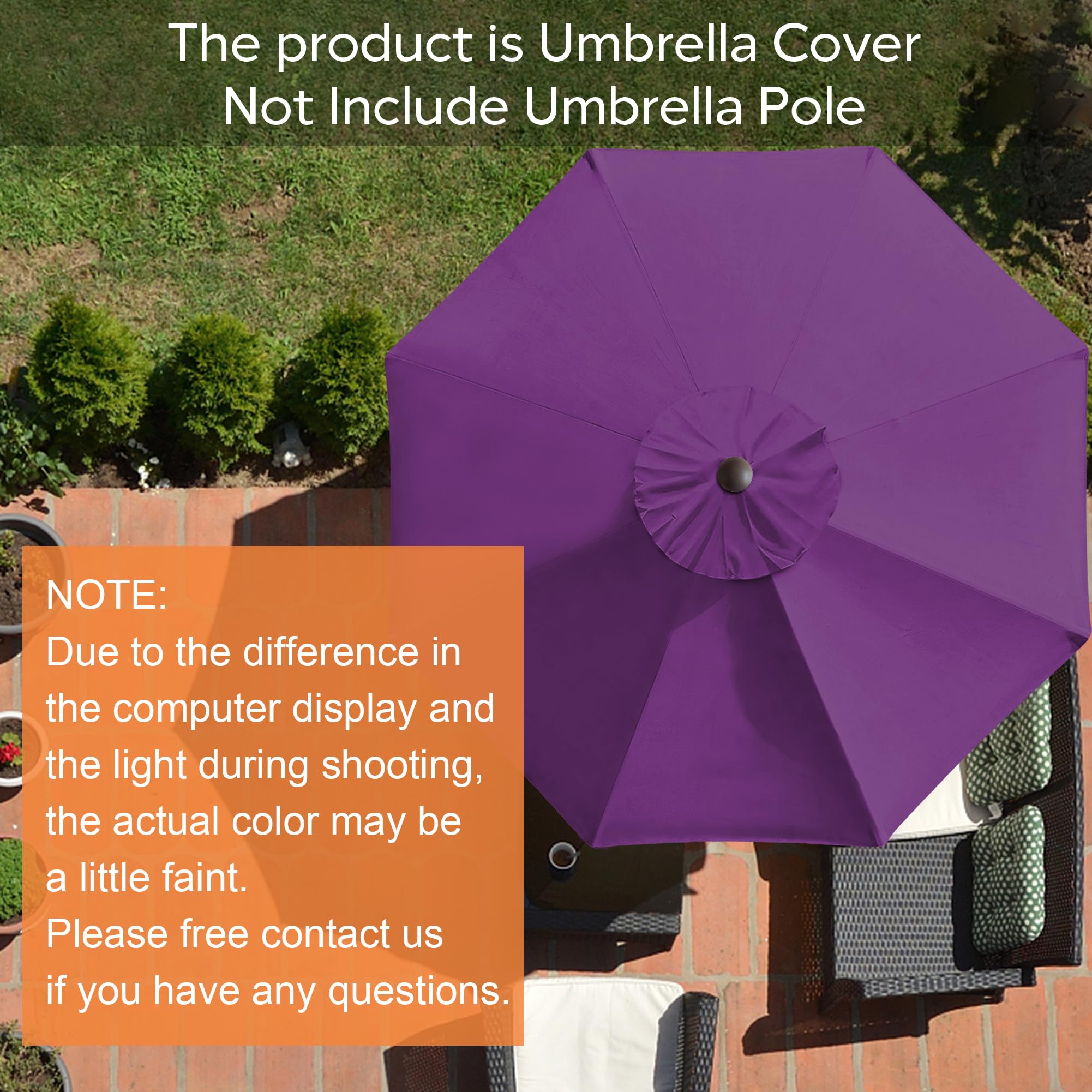 EliteShade purple canopy installation view for 8-rib market umbrellas