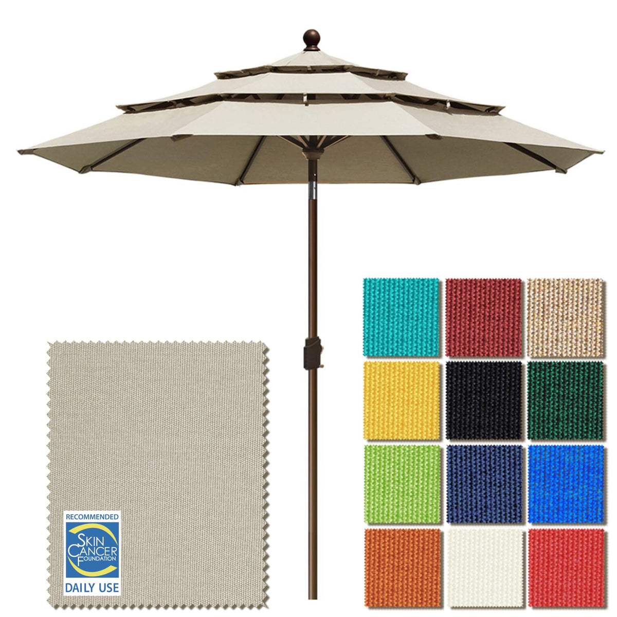 EliteShade USA 9ft umbrella top view highlights sturdy shade construction