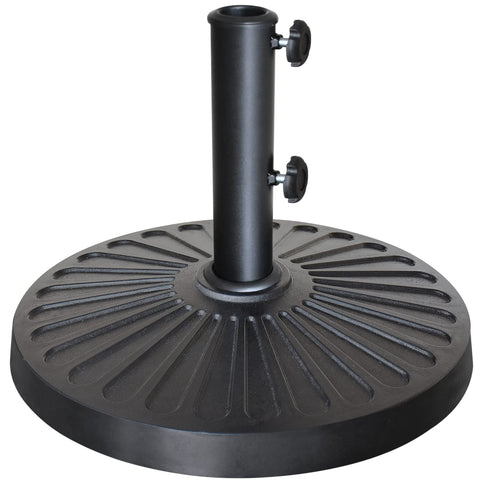 EliteShade umbrella base with concave radial pattern enhances stability on outdoor patios.