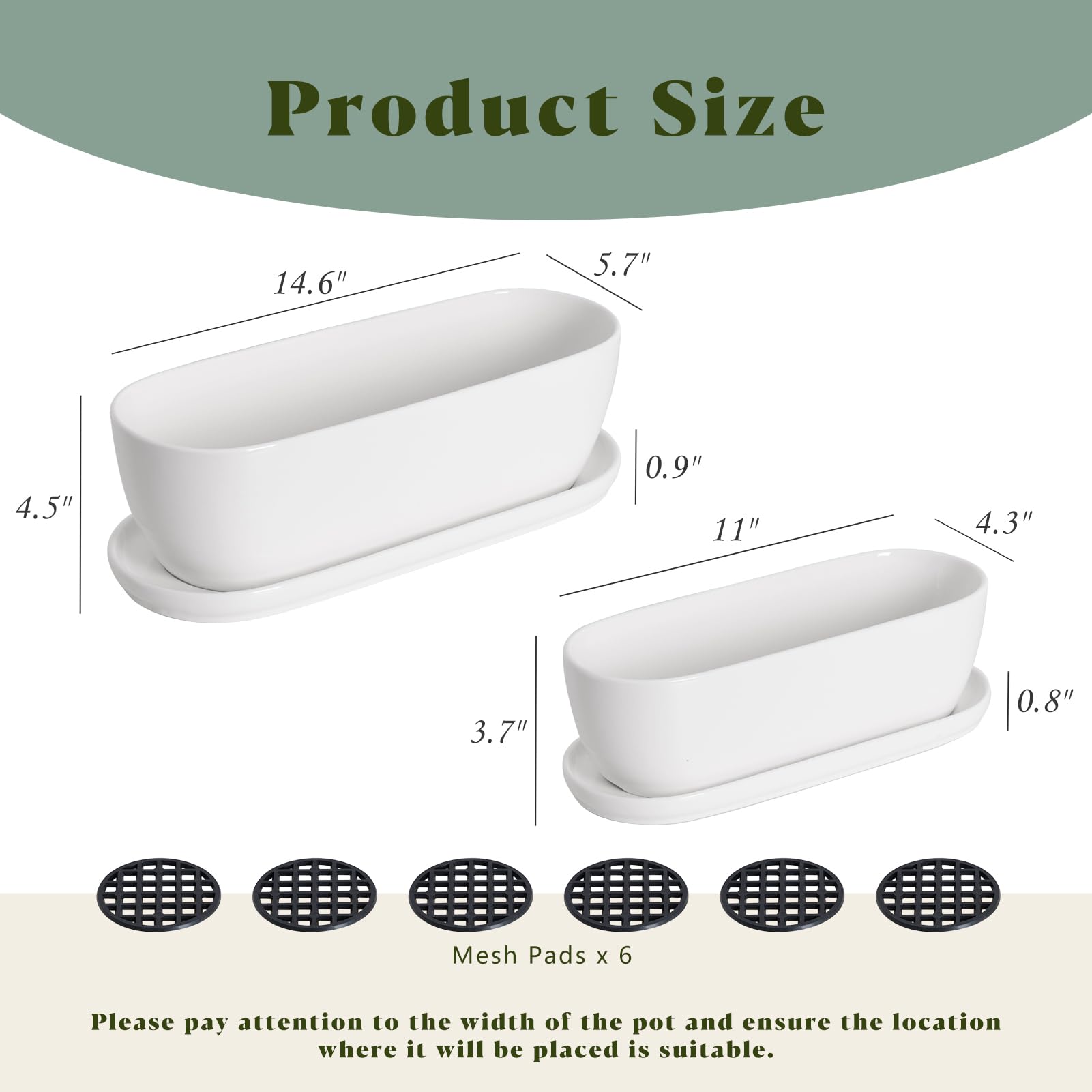 E-liu ceramic pot 14-inch front view in clean white glaze