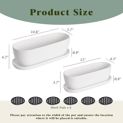 E-liu ceramic pot 14-inch front view in clean white glaze