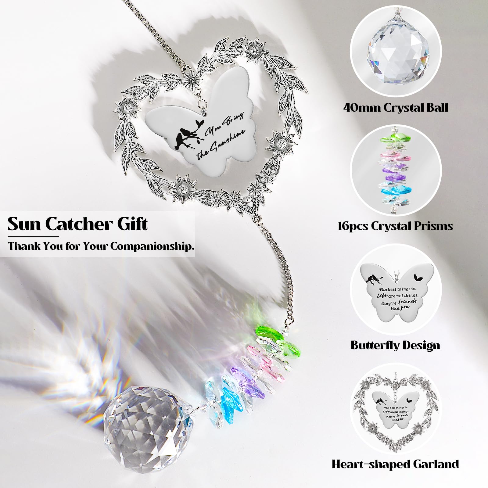 Elivida crystal suncatcher showcases bestie sparkle, ideal as a thoughtful birthday or farewell gift.