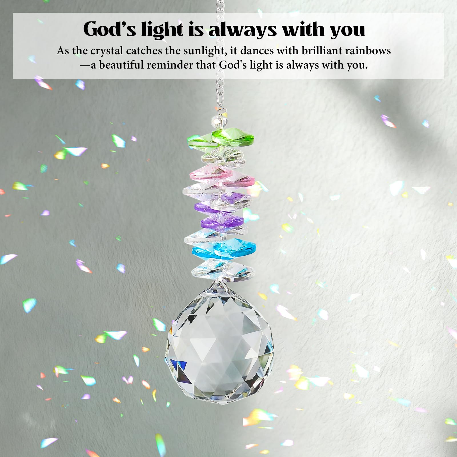 Elivida premium crystal suncatcher enhances space with a faith-filled glow.