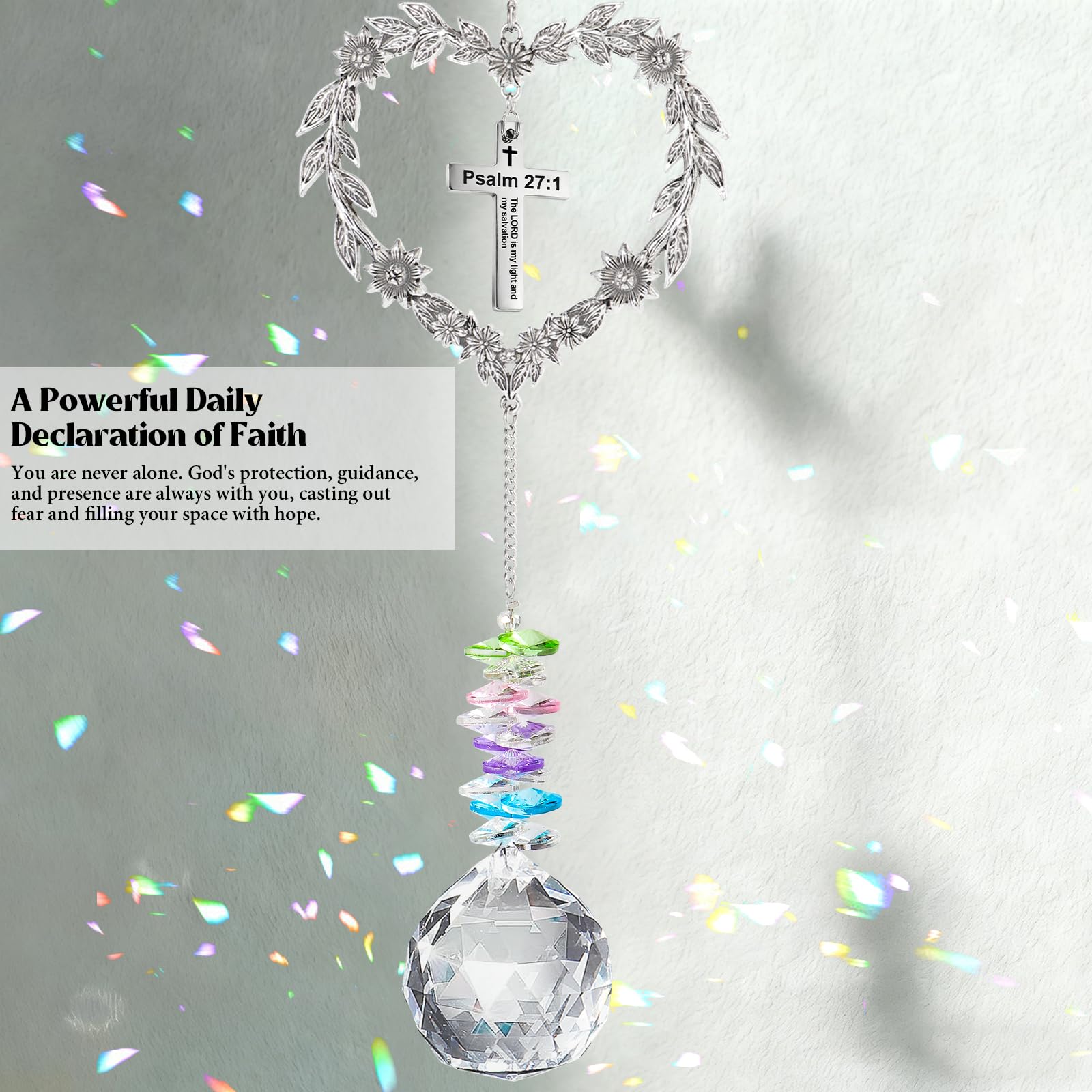 Elivida suncatcher with Psalm 27:1 inscription for daily spiritual reflection.