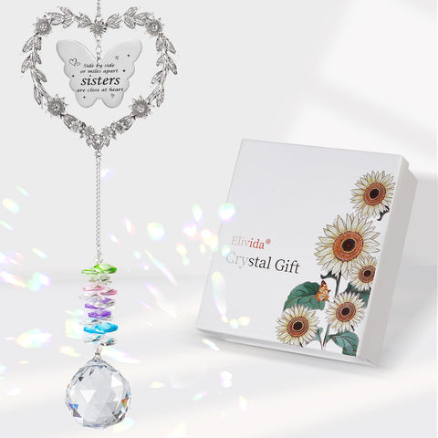 Elivida Suncatcher heart wreath casts vivid rainbows through sunny windows.