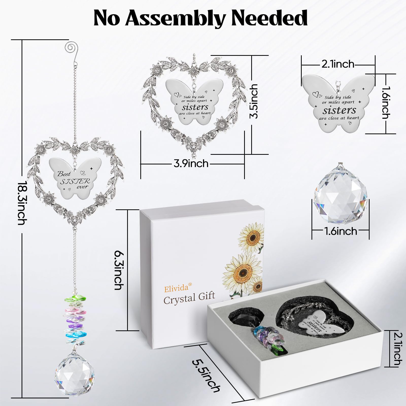 Elivida Suncatcher heart wreath represents unity and a cherished sisterly bond.