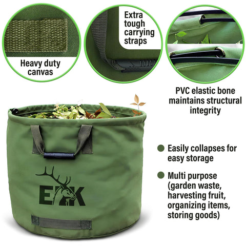 ELK heavy-duty canvas yard bag with rugged straps for easy carrying.