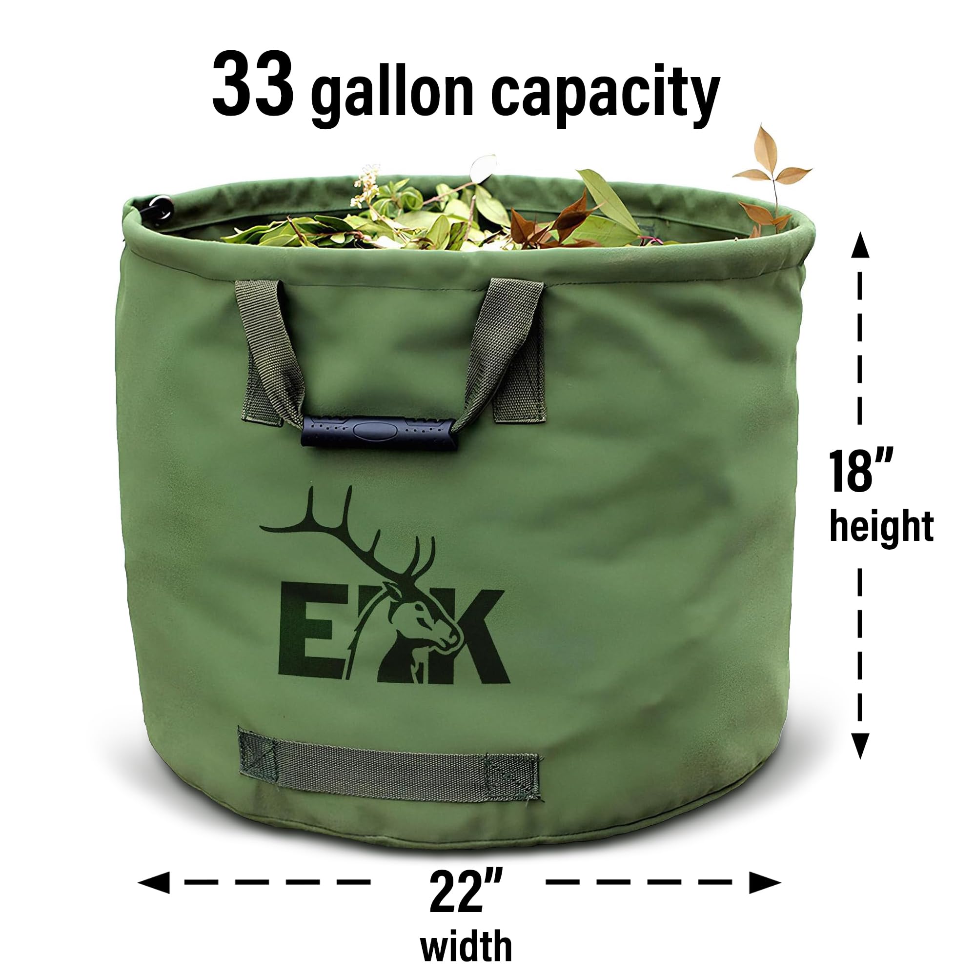 ELK garden bag features rubber handles for secure grip during transport.