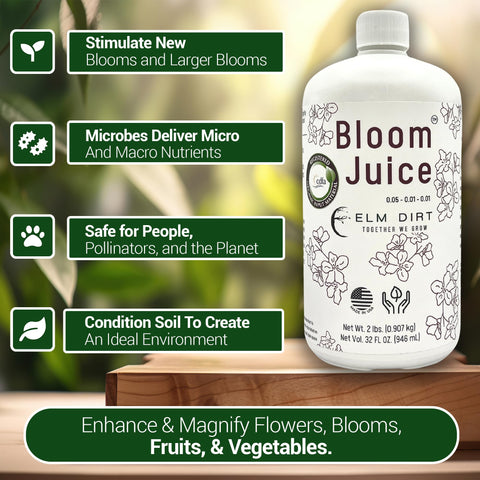 Bloom Juice applied to flowering plants supports healthy growth and vibrant blossoms.